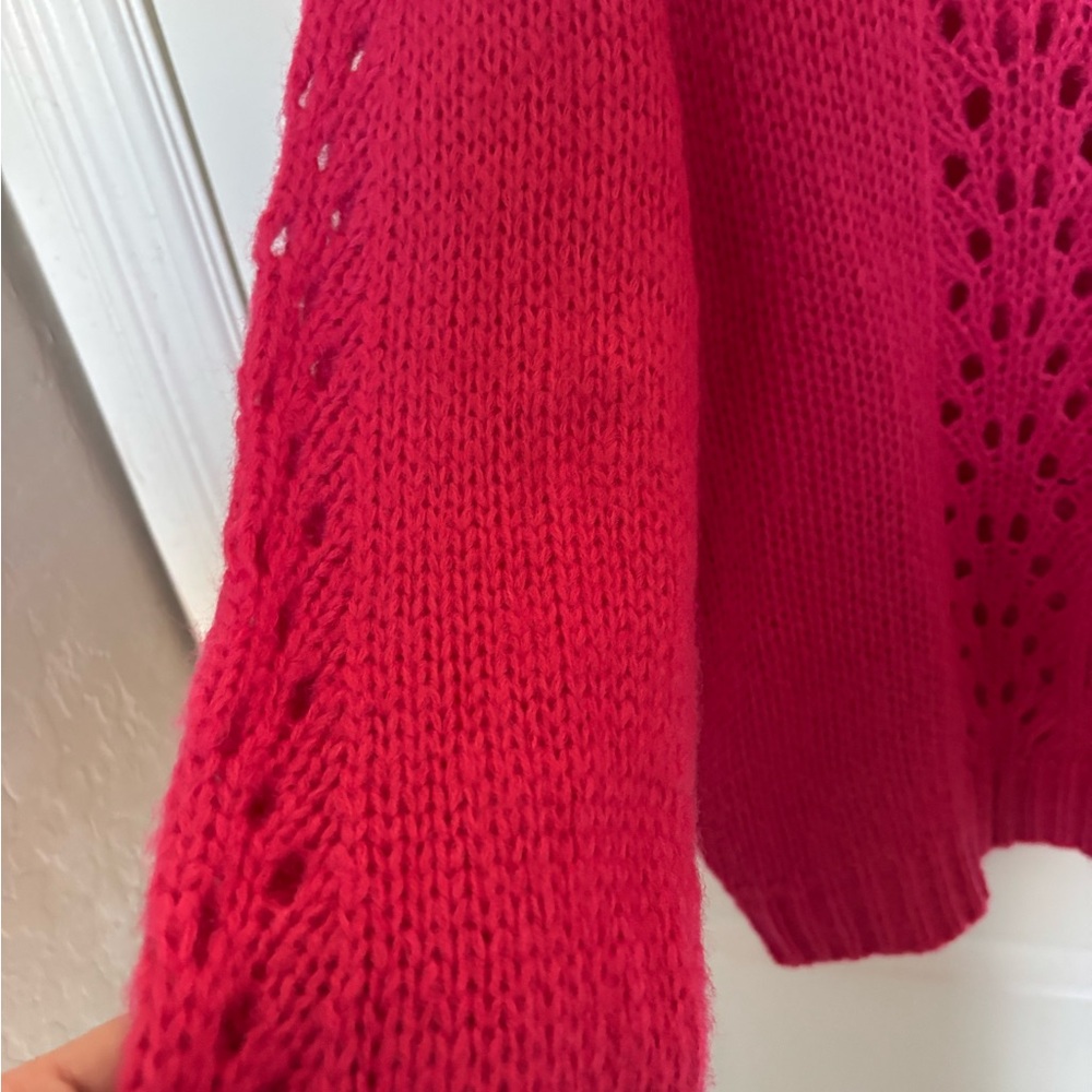 Woven Heart Fuchsia Knit Sweater - Picture 2 of 4